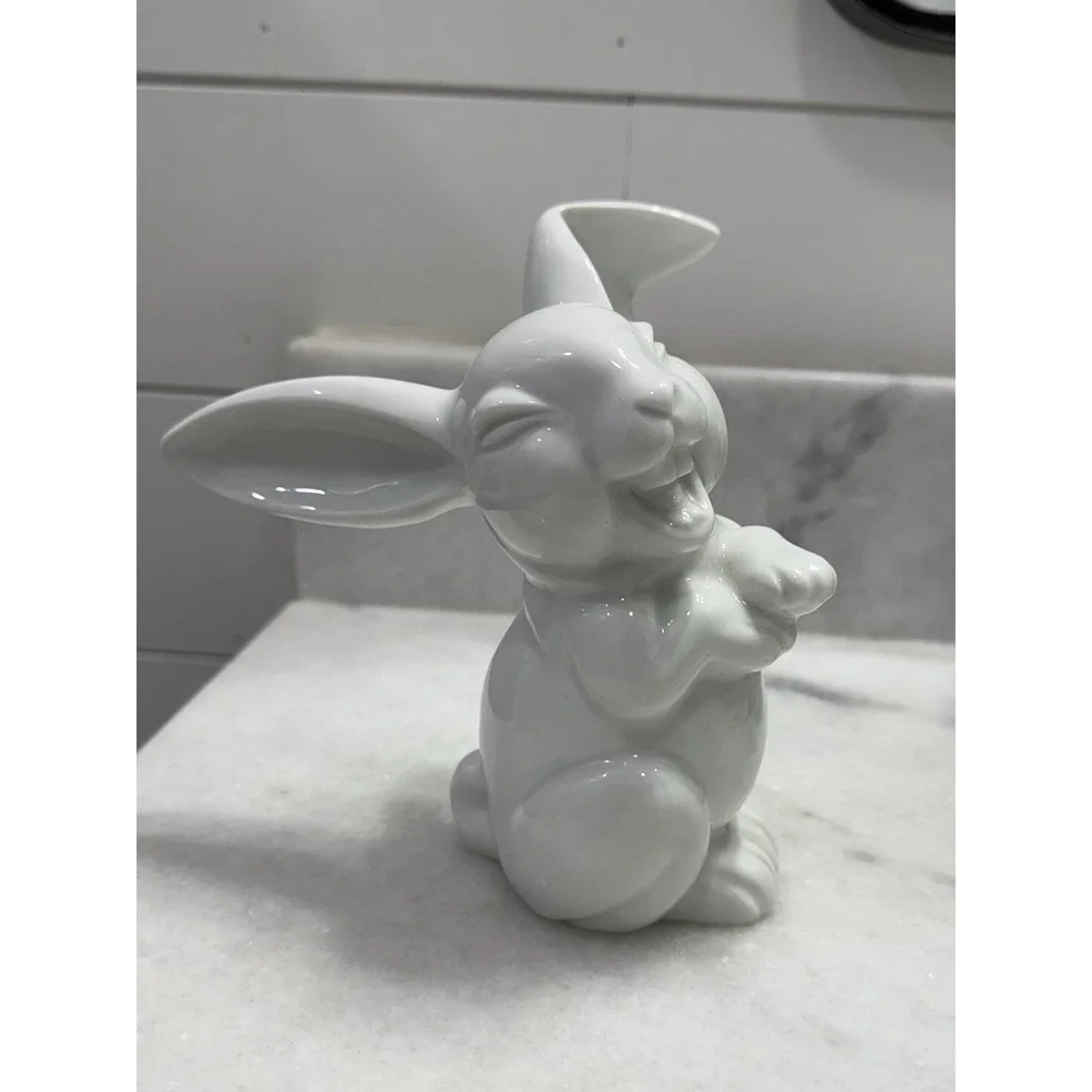 Vintage Rosenthal Germany Porcelain White Laughing Bunny Rabbit Figurine 6